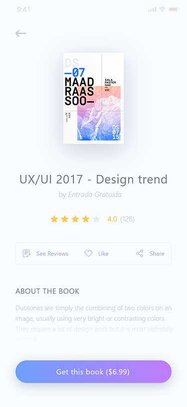 Sample mobile app interface